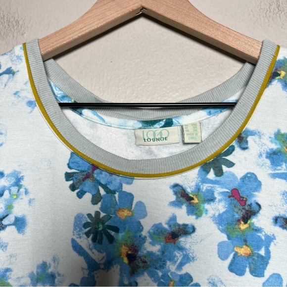 LOGO Lounge Women Tank Top 2X Blue Floral Art Sheer Mesh Lace Trim Stretch Green - Picture 4 of 12